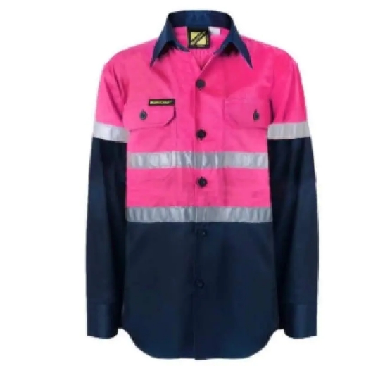 Picture of WorkCraft, Childrens, Shirt, Long Sleeve, Lightweight, Two Tone, Cotton Drill, CSR Reflective Tape